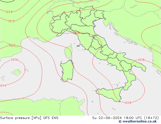 Surface pressure GFS ENS Su 22.09.2024 18 UTC