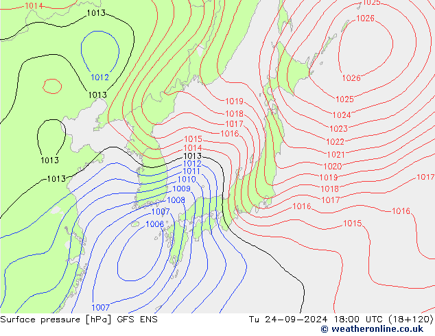 Surface pressure GFS ENS Tu 24.09.2024 18 UTC