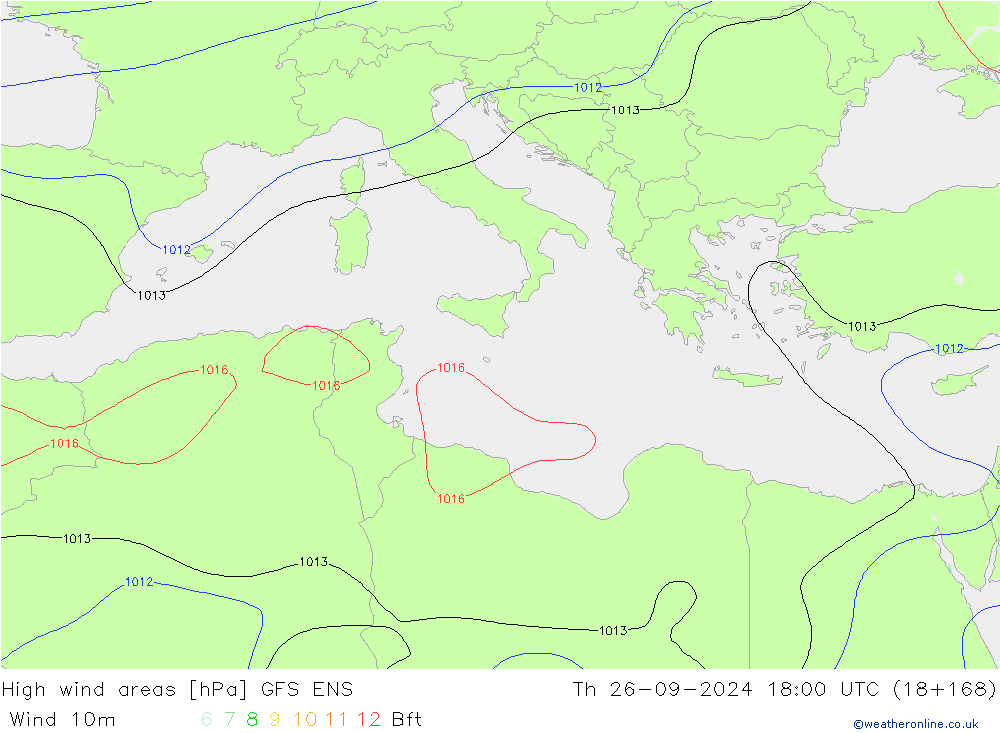 High wind areas GFS ENS чт 26.09.2024 18 UTC