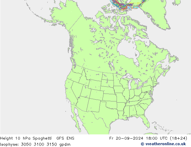 Height 10 hPa Spaghetti GFS ENS Fr 20.09.2024 18 UTC