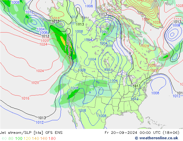 Jet stream/SLP GFS ENS Fr 20.09.2024 00 UTC