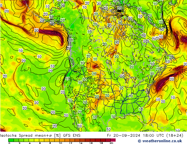 Isotachs Spread GFS ENS Fr 20.09.2024 18 UTC