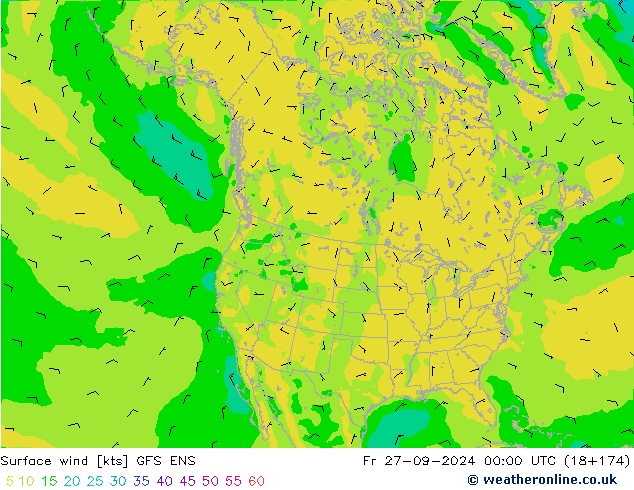 Wind 10 m GFS ENS vr 27.09.2024 00 UTC