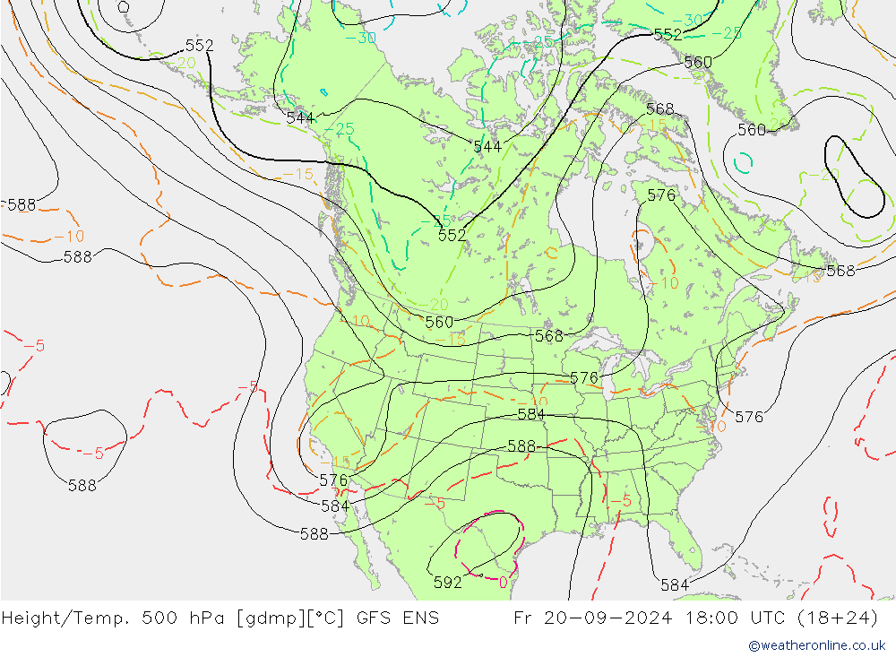 Height/Temp. 500 гПа GFS ENS пт 20.09.2024 18 UTC