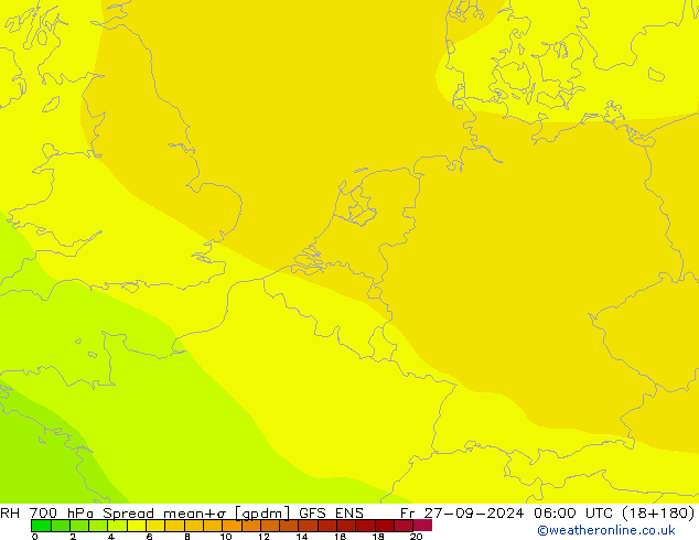 RH 700 hPa Spread GFS ENS pt. 27.09.2024 06 UTC