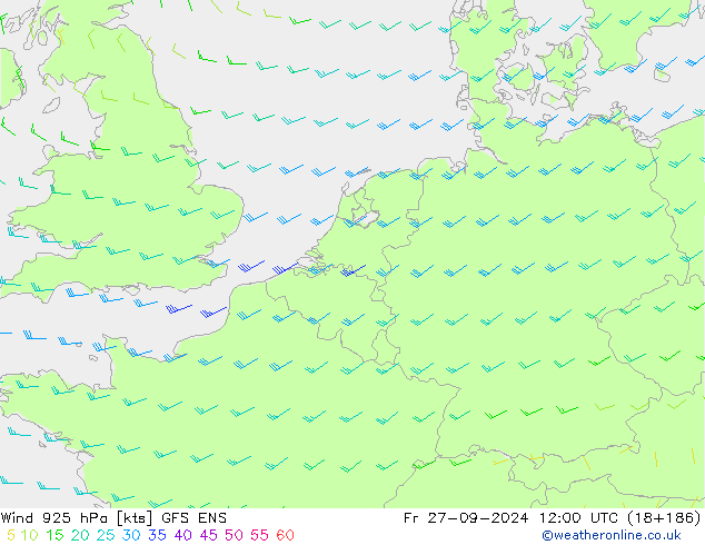 wiatr 925 hPa GFS ENS pt. 27.09.2024 12 UTC