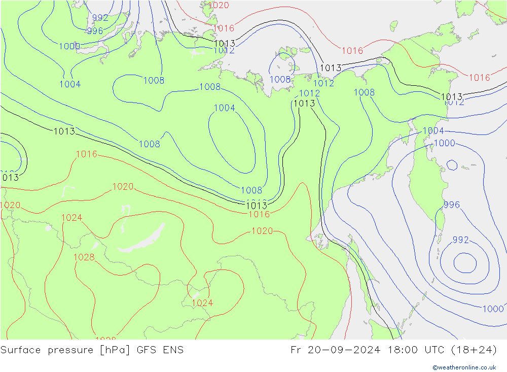 pressão do solo GFS ENS Sex 20.09.2024 18 UTC