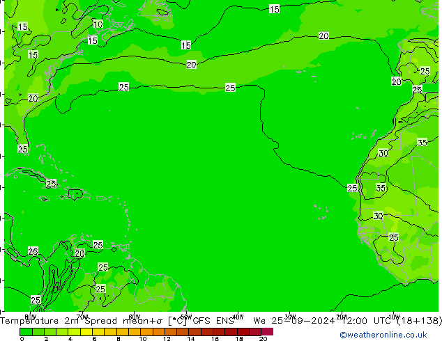 Temperature 2m Spread GFS ENS We 25.09.2024 12 UTC