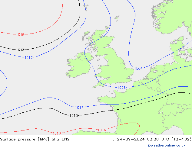приземное давление GFS ENS вт 24.09.2024 00 UTC