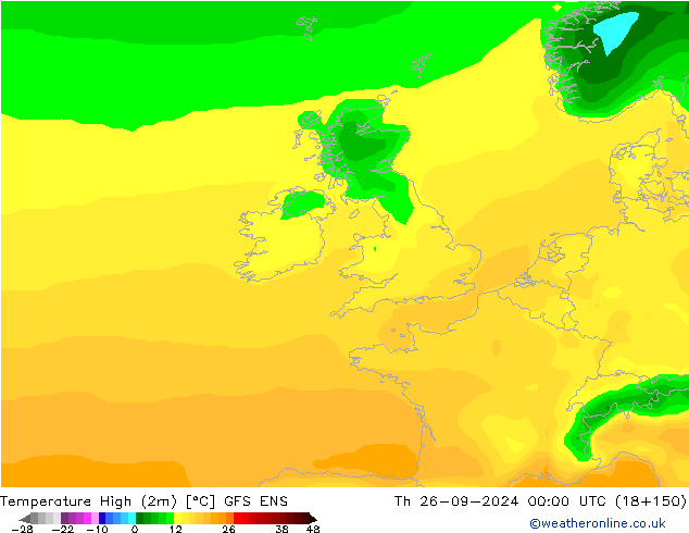 Temperature High (2m) GFS ENS Th 26.09.2024 00 UTC