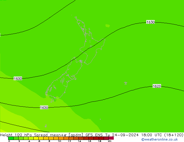 Hoogte 100 hPa Spread GFS ENS di 24.09.2024 18 UTC