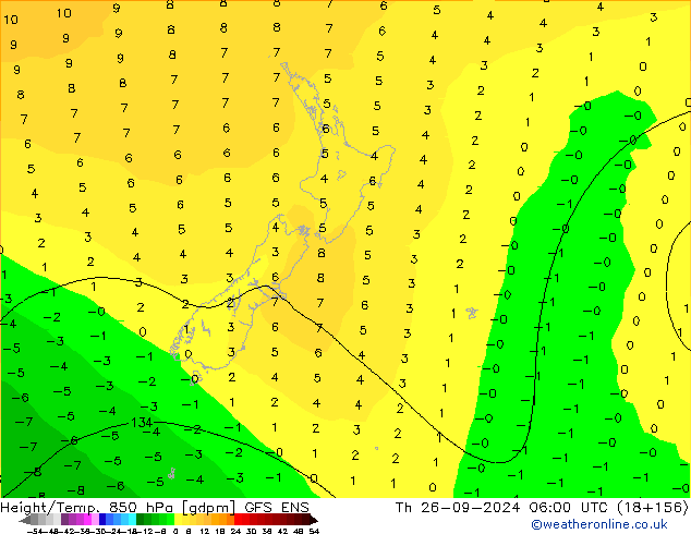 Height/Temp. 850 гПа GFS ENS чт 26.09.2024 06 UTC
