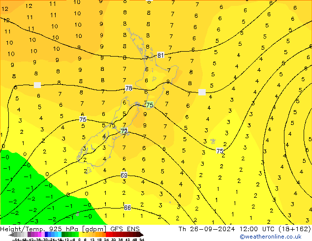 Height/Temp. 925 гПа GFS ENS чт 26.09.2024 12 UTC