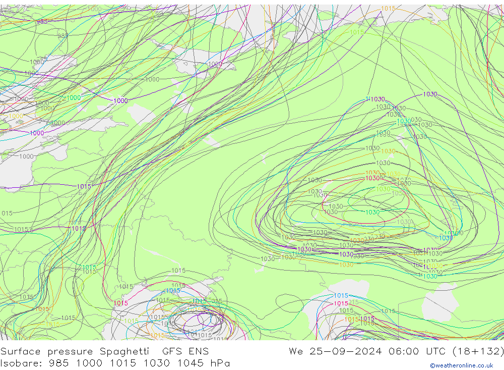 Yer basıncı Spaghetti GFS ENS Çar 25.09.2024 06 UTC