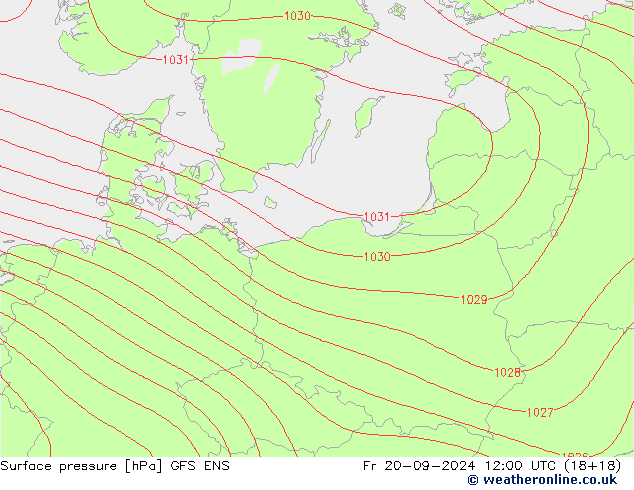 Atmosférický tlak GFS ENS Pá 20.09.2024 12 UTC