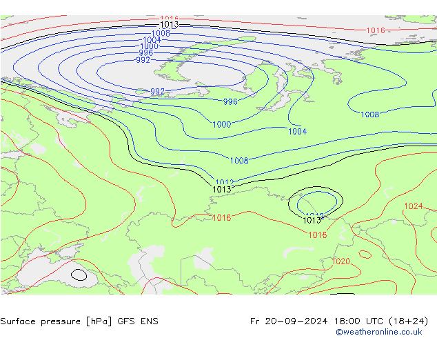 Luchtdruk (Grond) GFS ENS vr 20.09.2024 18 UTC