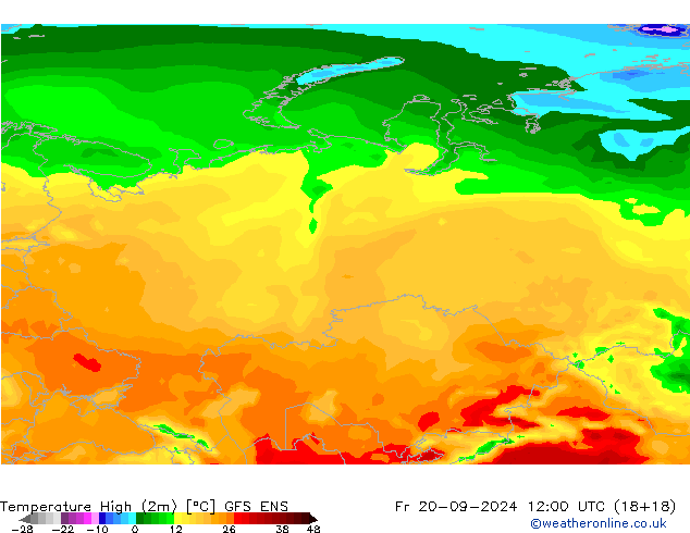 Temperature High (2m) GFS ENS Fr 20.09.2024 12 UTC