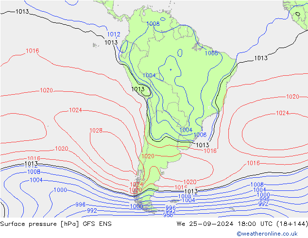 Pressione al suolo GFS ENS mer 25.09.2024 18 UTC