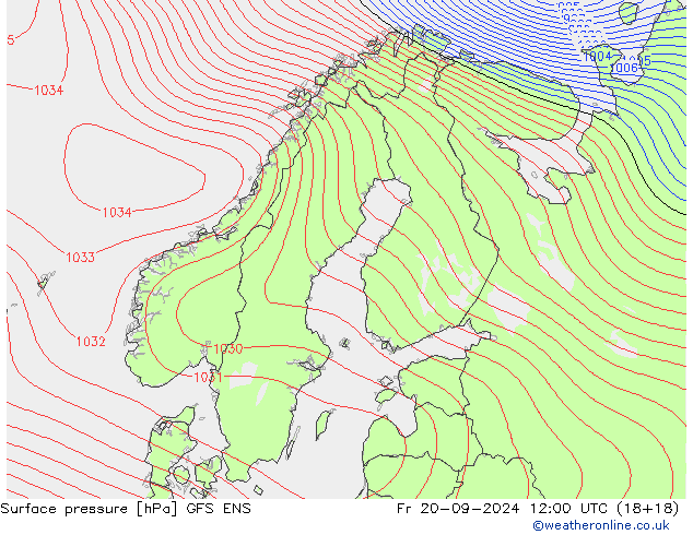 Atmosférický tlak GFS ENS Pá 20.09.2024 12 UTC