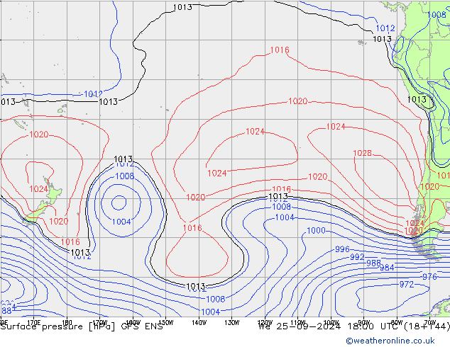 Surface pressure GFS ENS We 25.09.2024 18 UTC