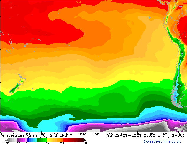 Temperature (2m) GFS ENS Ne 22.09.2024 06 UTC