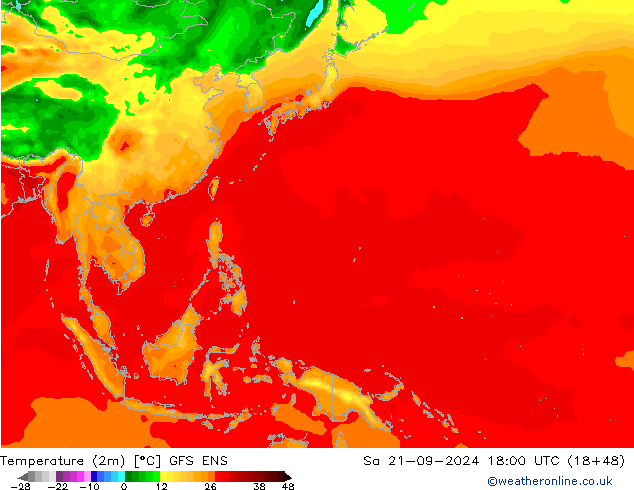 Sıcaklık Haritası (2m) GFS ENS Cts 21.09.2024 18 UTC