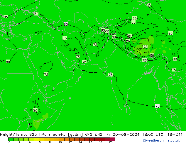 Height/Temp. 925 hPa GFS ENS ven 20.09.2024 18 UTC