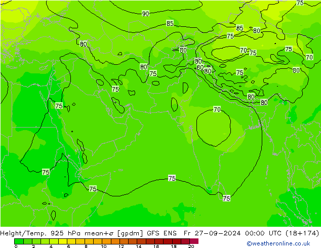 Height/Temp. 925 hPa GFS ENS Fr 27.09.2024 00 UTC