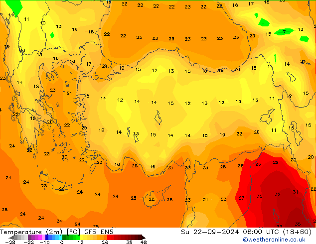 Temperatura (2m) GFS ENS dom 22.09.2024 06 UTC