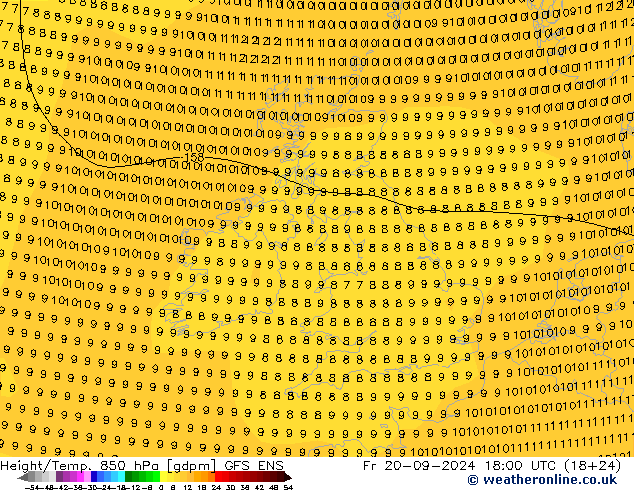 Height/Temp. 850 hPa GFS ENS Pá 20.09.2024 18 UTC