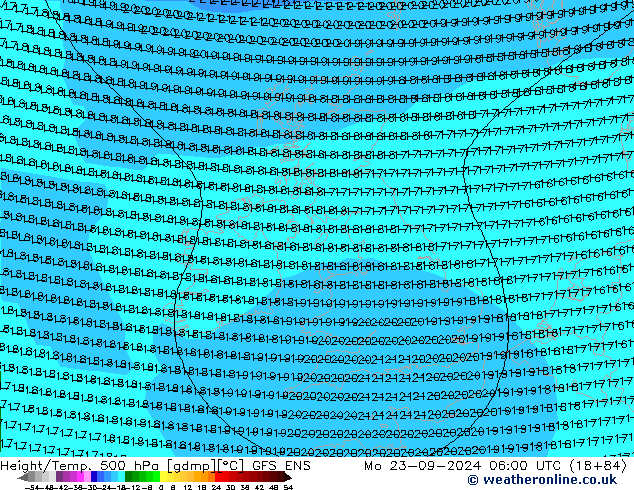 Yükseklik/Sıc. 500 hPa GFS ENS Pzt 23.09.2024 06 UTC