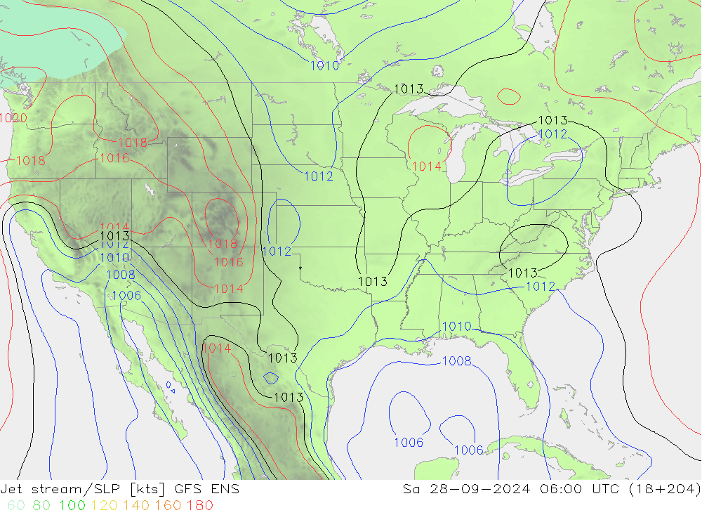 Prąd strumieniowy GFS ENS so. 28.09.2024 06 UTC