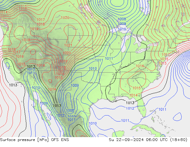 Surface pressure GFS ENS Su 22.09.2024 06 UTC