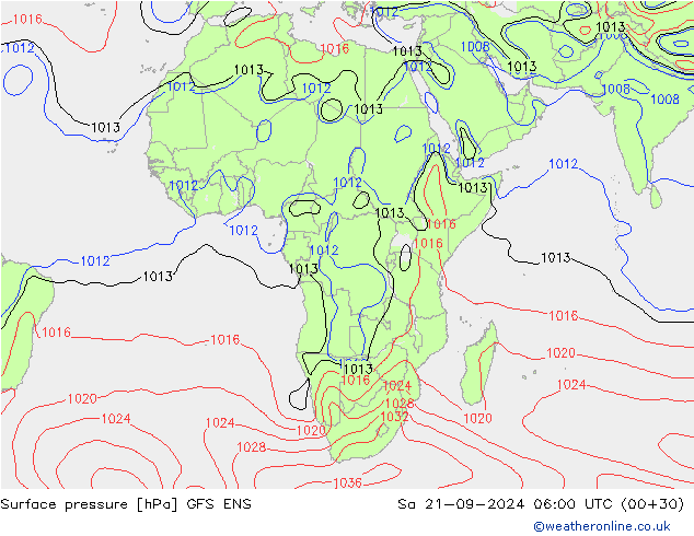 Surface pressure GFS ENS Sa 21.09.2024 06 UTC