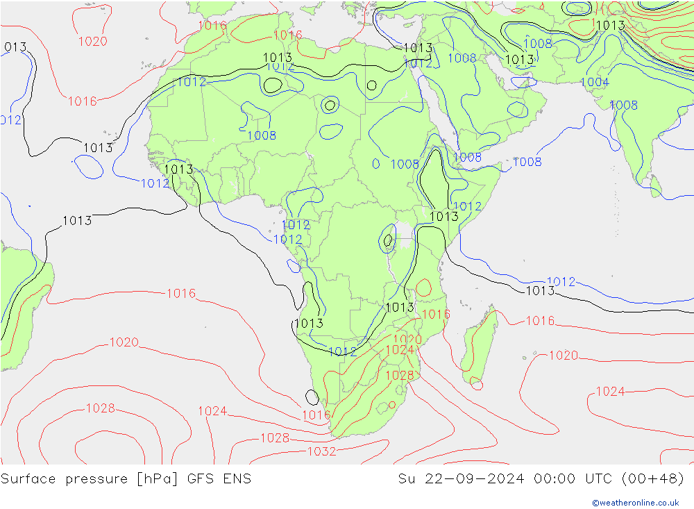 Atmosférický tlak GFS ENS Ne 22.09.2024 00 UTC