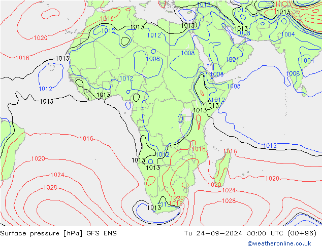 Atmosférický tlak GFS ENS Út 24.09.2024 00 UTC