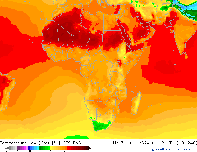 Min.temperatuur (2m) GFS ENS ma 30.09.2024 00 UTC