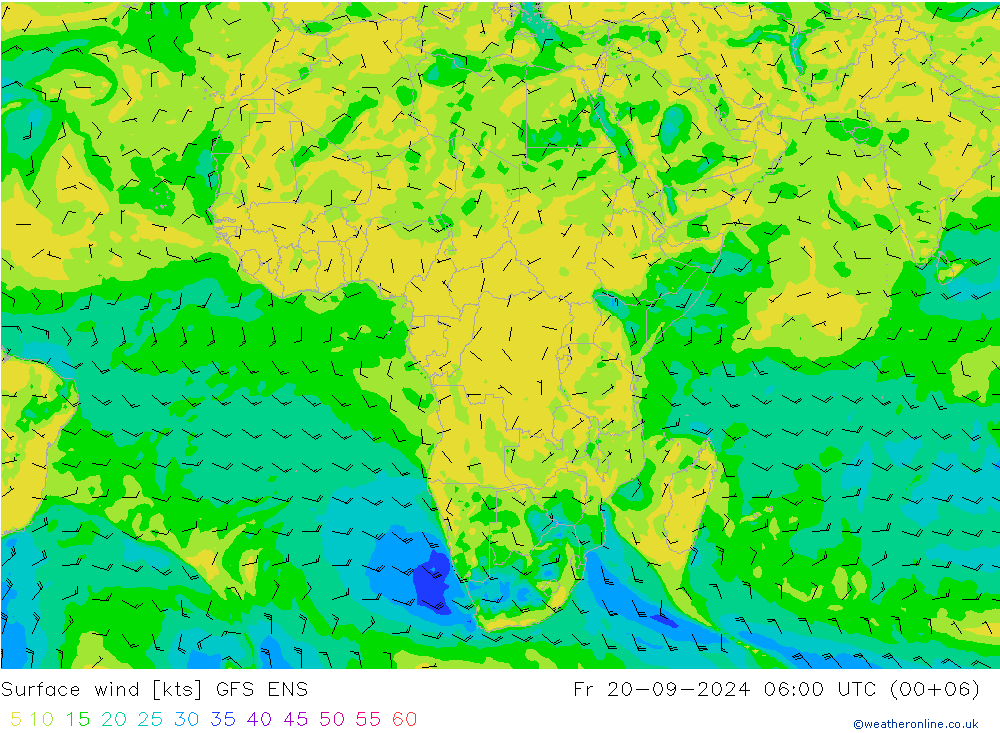 Rüzgar 10 m GFS ENS Cu 20.09.2024 06 UTC