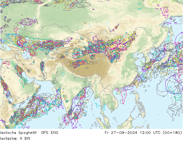 Isotachs Spaghetti GFS ENS ven 27.09.2024 12 UTC