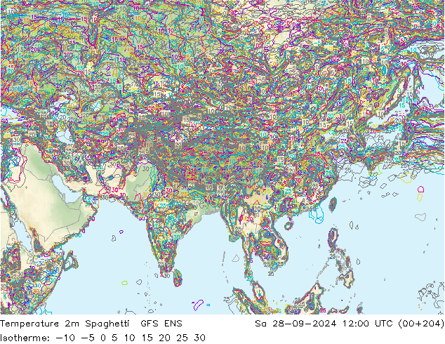 Sıcaklık Haritası 2m Spaghetti GFS ENS Cts 28.09.2024 12 UTC