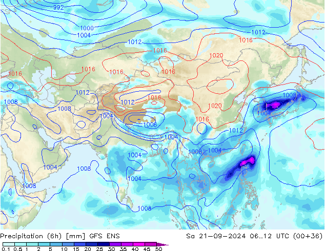 Precipitation (6h) GFS ENS So 21.09.2024 12 UTC