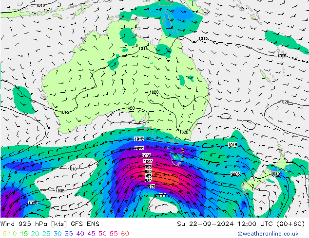  925 hPa GFS ENS  22.09.2024 12 UTC