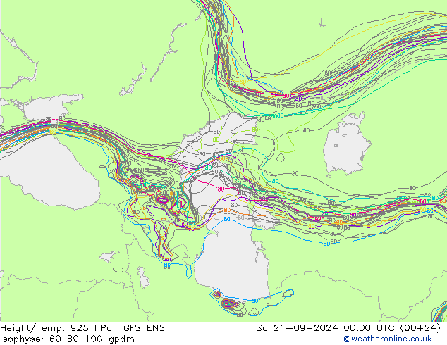 Height/Temp. 925 hPa GFS ENS Sa 21.09.2024 00 UTC