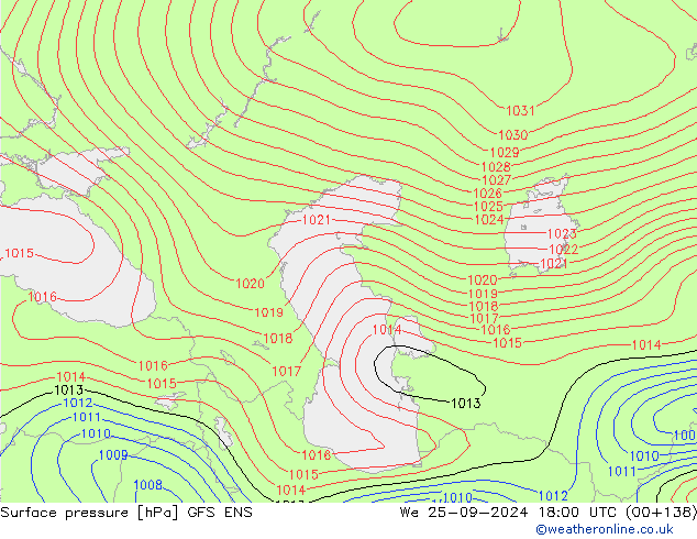 Surface pressure GFS ENS We 25.09.2024 18 UTC