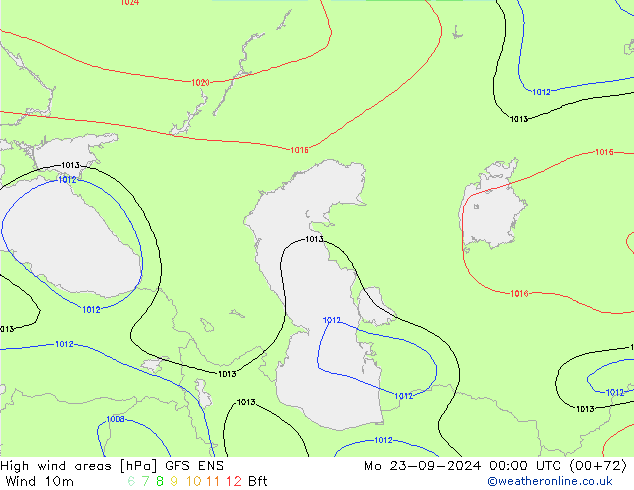 High wind areas GFS ENS Seg 23.09.2024 00 UTC