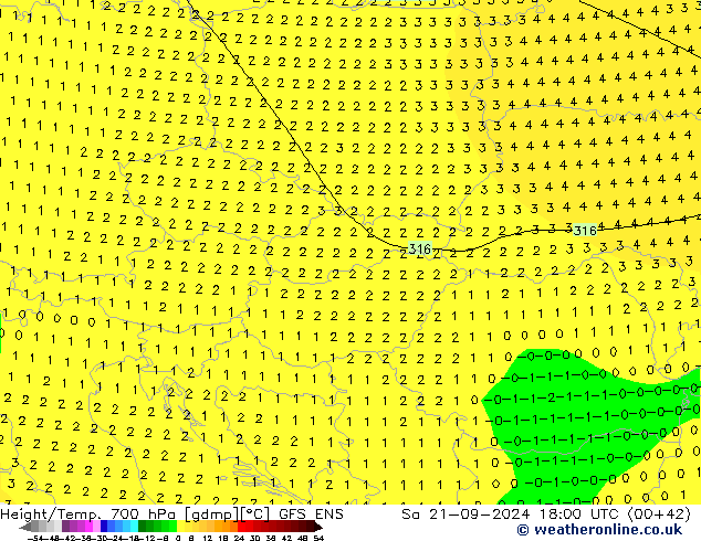 Height/Temp. 700 гПа GFS ENS сб 21.09.2024 18 UTC