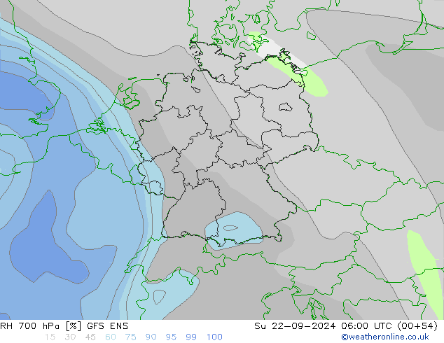 RH 700 hPa GFS ENS Dom 22.09.2024 06 UTC