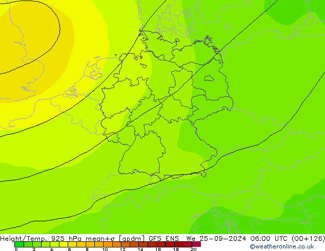 Height/Temp. 925 гПа GFS ENS ср 25.09.2024 06 UTC