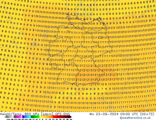 Geop./Temp. 850 hPa GFS ENS lun 23.09.2024 00 UTC