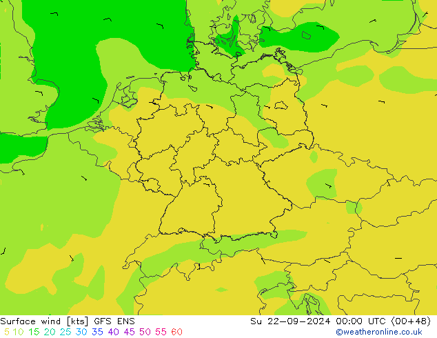 Bodenwind GFS ENS So 22.09.2024 00 UTC